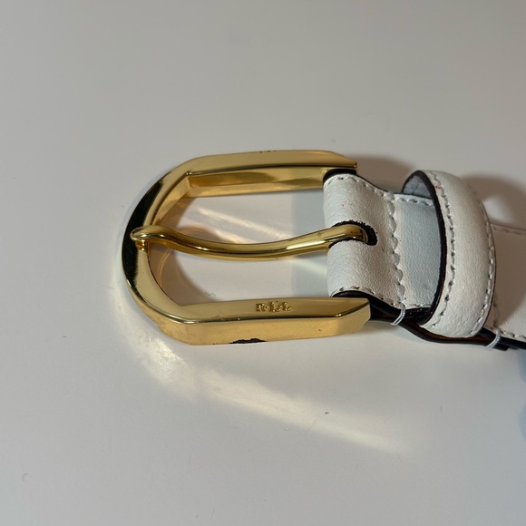 Lauren Ralph Lauren White/Vanilla Belt With Gold Buckle Women’s Medium - Picture 5 of 8